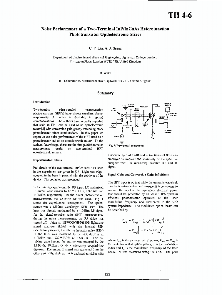 Noise Performance Of A Twoterminal InP/InGaAs Heterojuinction