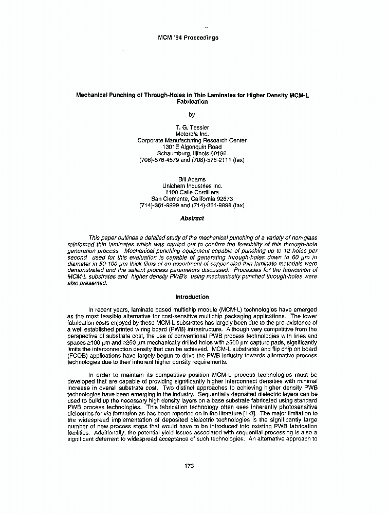 Mechanical Punching of ThroughHoles in Thin Laminates for Higher