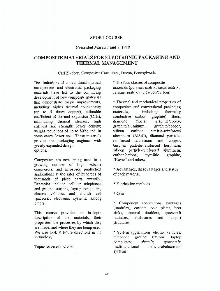 Composite Materials for Electronic Packaging and Thermal Management
