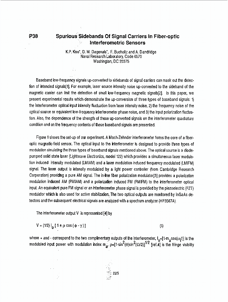 Spurious Sidebands of Signal Carriers in Fiberoptic Interferometric