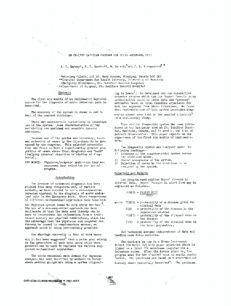 An On Line Bayesian Program For Acute Abdominal Pain Ieee Conference Publication Ieee Xplore