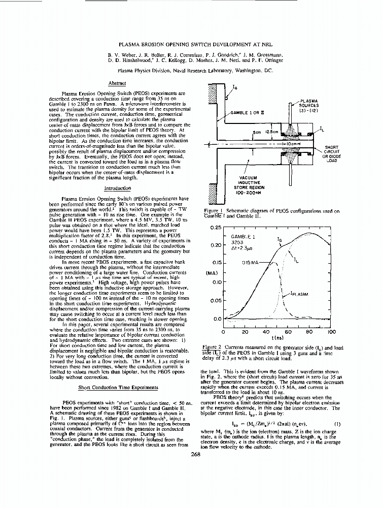 Plasma Erosion Opening Switch Development At Nrl Ieee Conference Publication Ieee Xplore