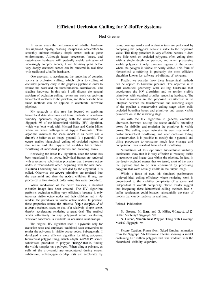 Efficient occlusion culling for zbuffer systems IEEE Conference