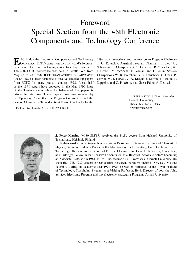 Special section from the 48th electronic components and technology
