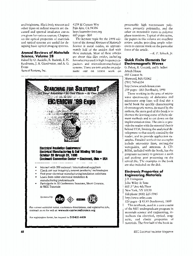 Annual Reviews of Materials Science, Volume 28 [Book Review] IEEE