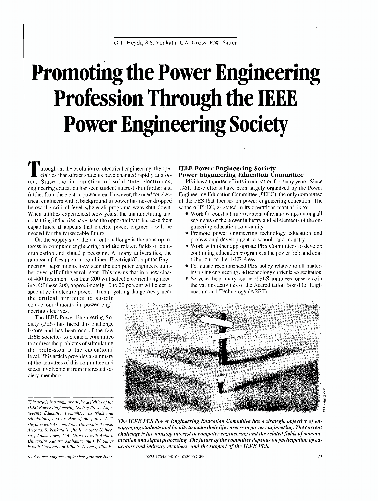 Promoting the Power Engineering profession through the IEEE Power
