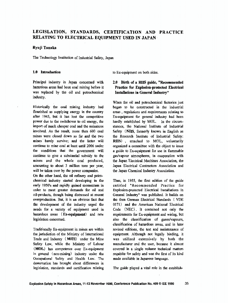 Legislation, standards, certification and practice relating to