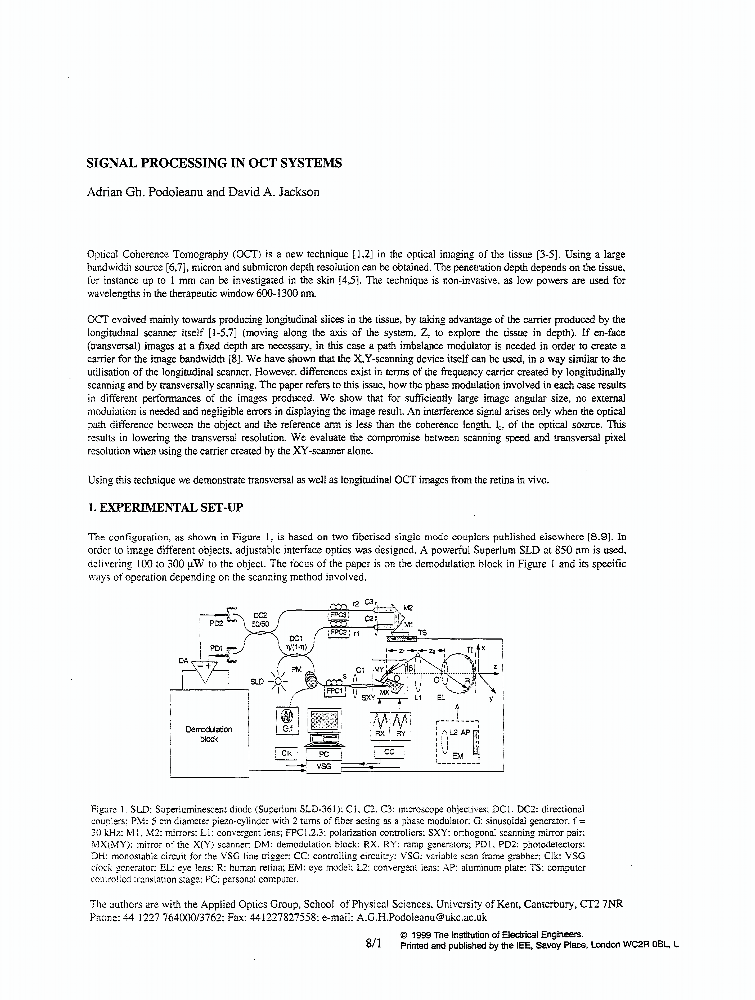 Signal processing in OCT systems IET Conference Publication IEEE Xplore