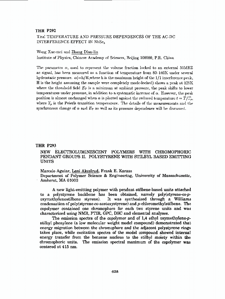 New electroluminescent polymers with chromophoric, pendant groups II