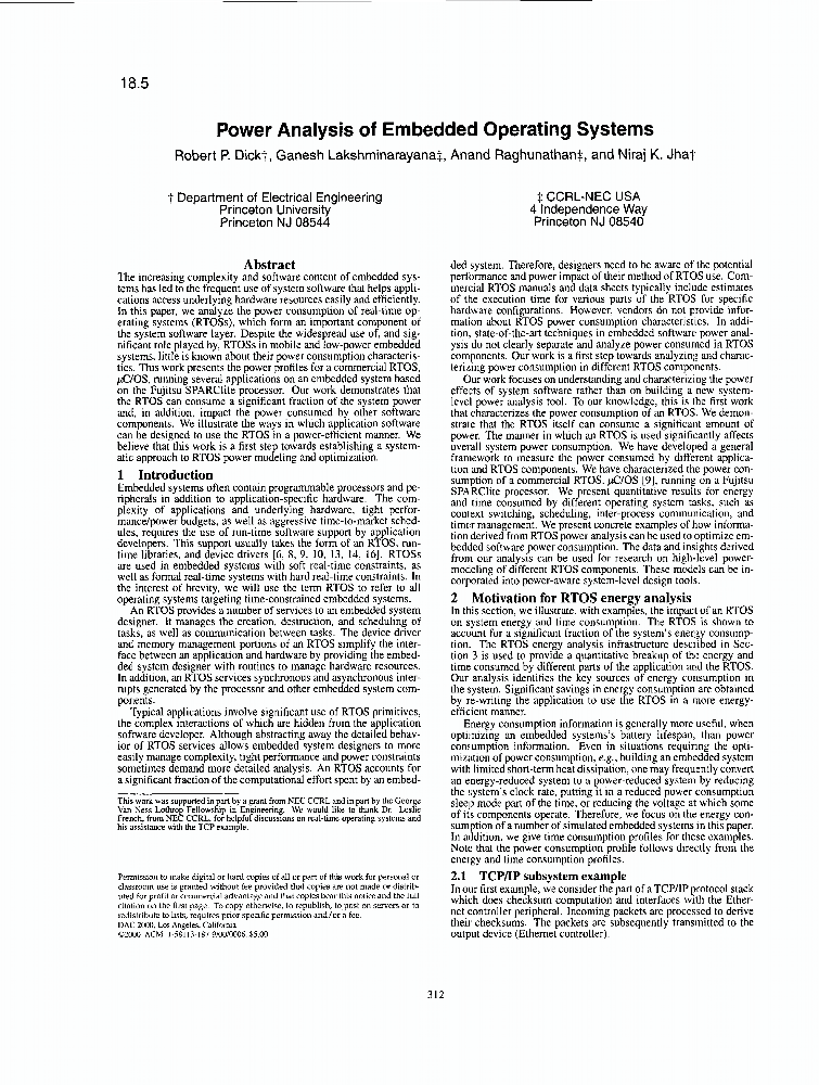 Power analysis of embedded operating systems IEEE Conference