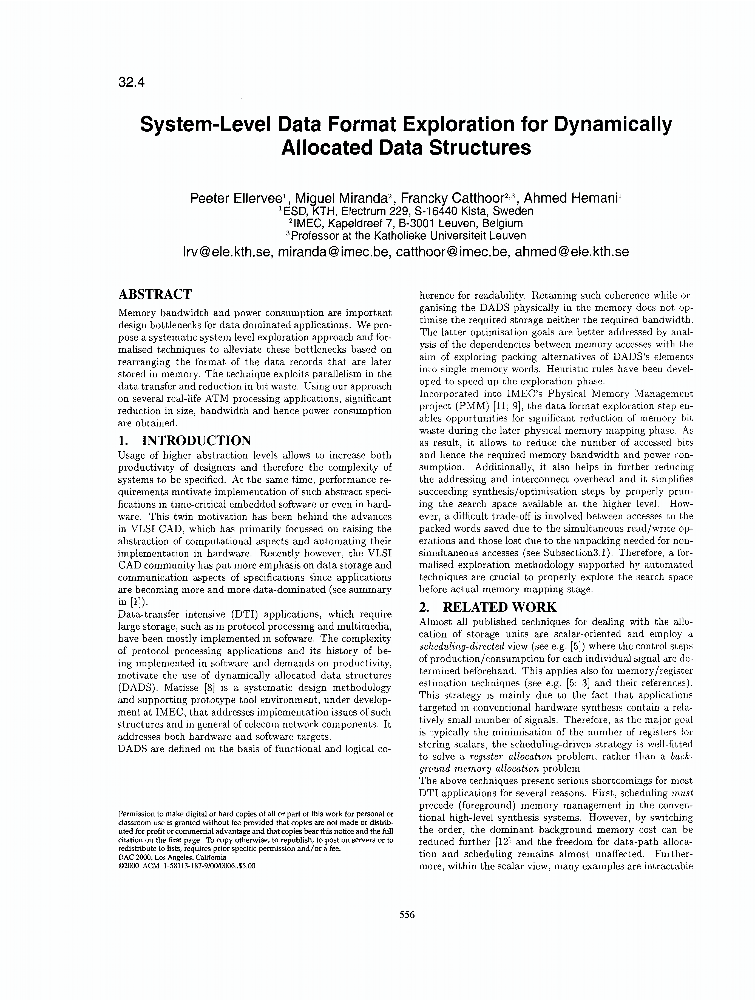 System Level Data Format Exploration For Dynamically Allocated Data Structures Ieee Conference Publication Ieee Xplore