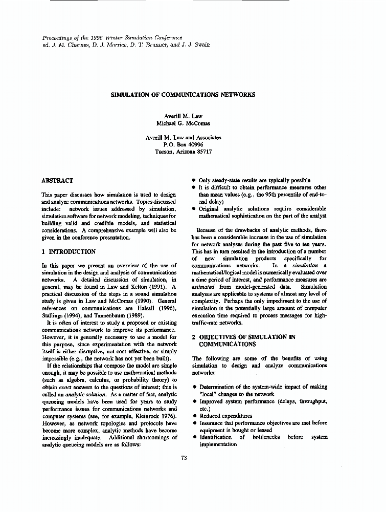 Simulation Of Communications Networks Ieee Conference - 