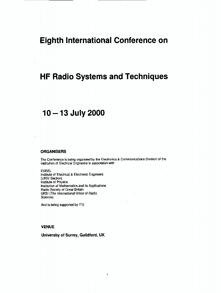 Eighth International Conference on HF Radio Systems and Techniques