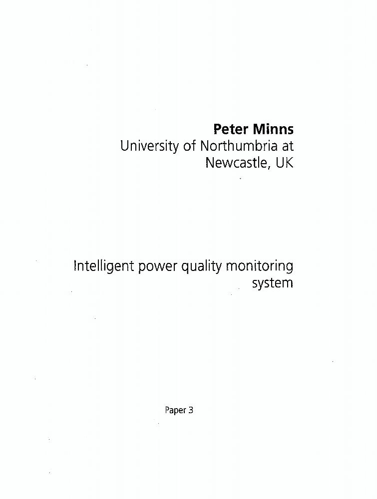 Intelligent power quality monitoring system IET Conference