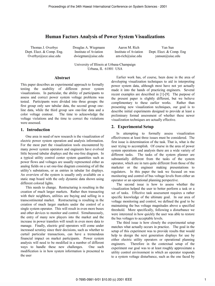 Human factors analysis of power system visualizations IEEE Conference