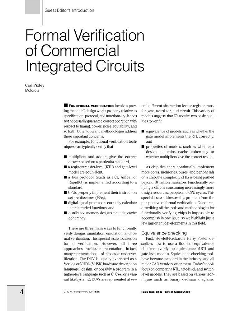 Formal verification of commercial integrated circuits IEEE Journals