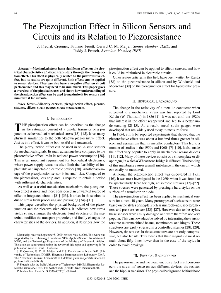 The piezojunction effect in silicon sensors and circuits and its