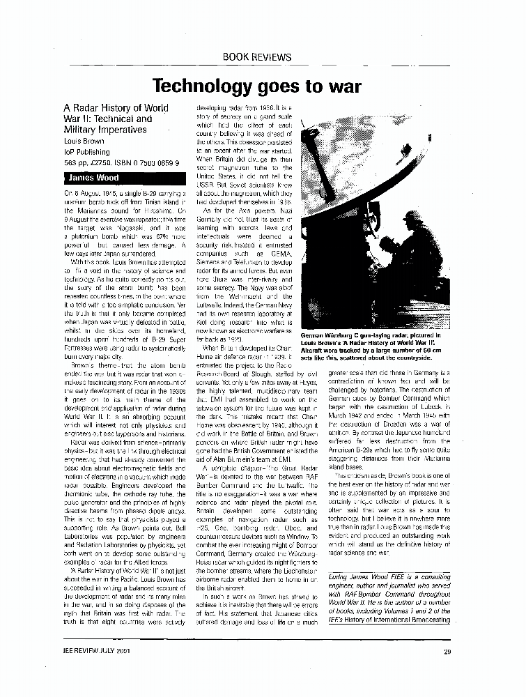 A radar history of world war II technical and military imperatives