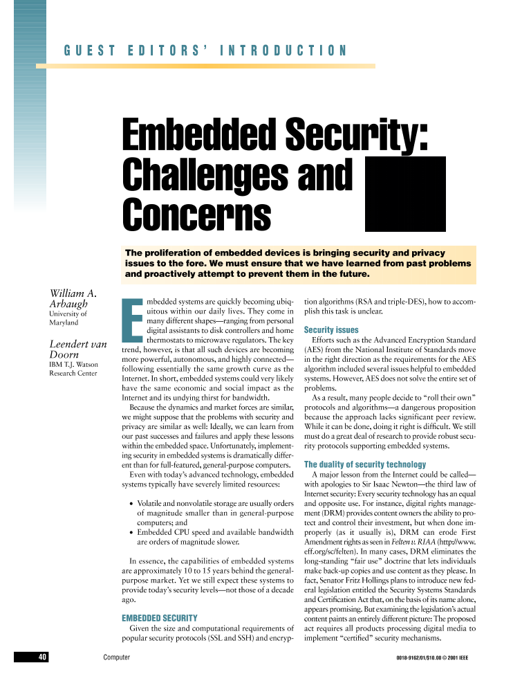 Embedded security challenges and concerns IEEE Journals & Magazine