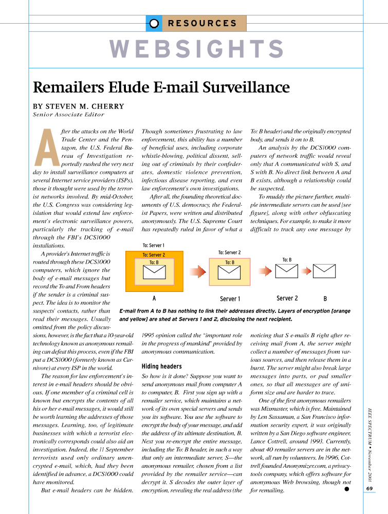 Remailers elude email surveillance IEEE Journals & Magazine IEEE