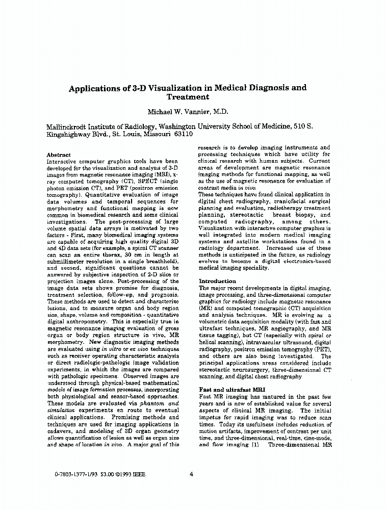 Applications of 3D visualization in medical diagnosis and treatment