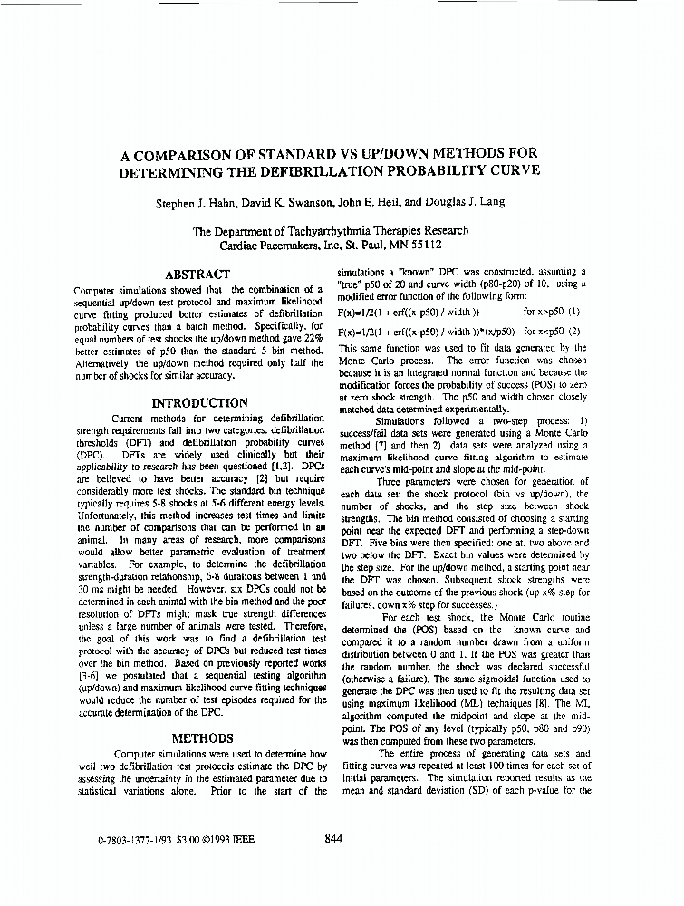 A comparison of standard vs up/down methods for determining the