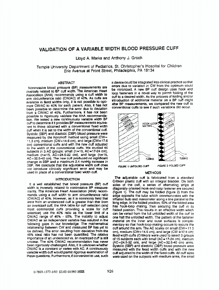Validation of a variable width blood pressure cuff IEEE Conference