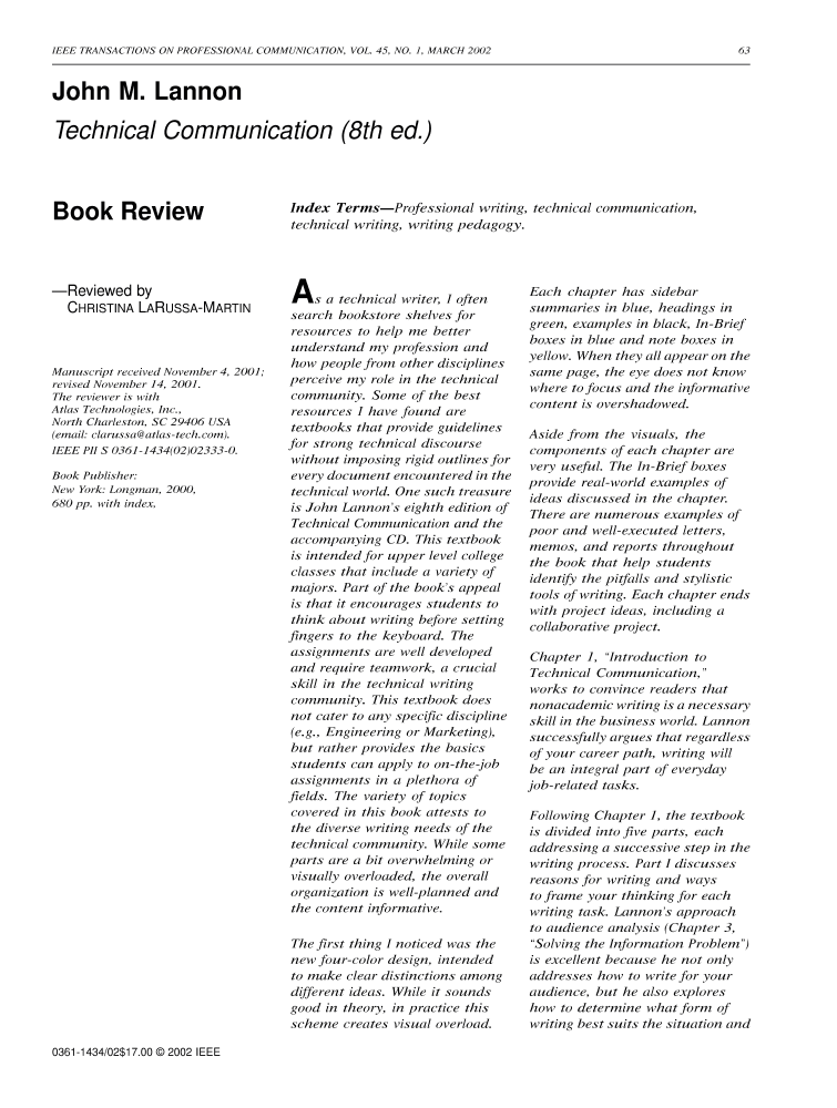 Technical Communication (8th ed.) - Book Review | IEEE Journals ...