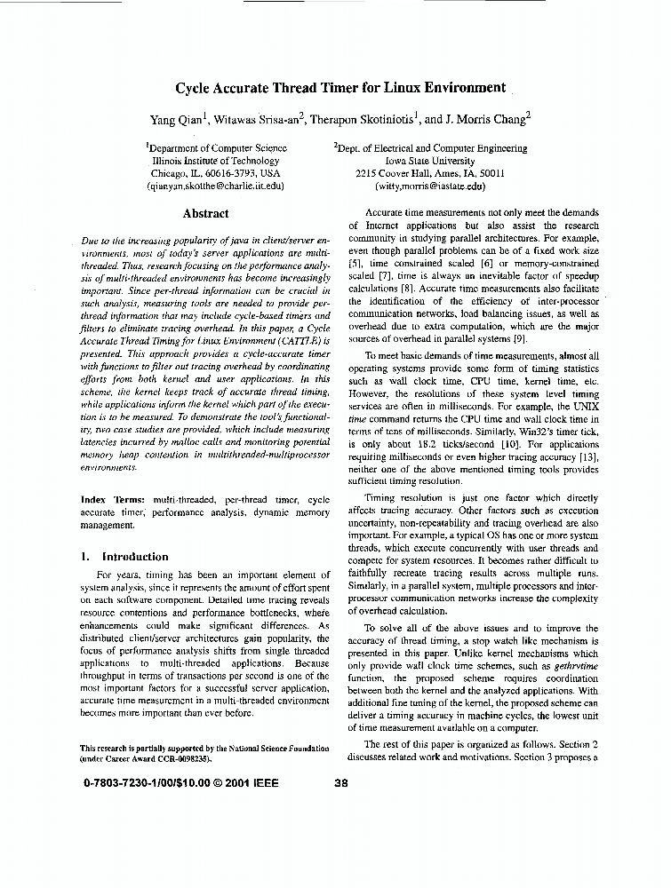 Cycle accurate thread timer for linux environment IEEE Conference