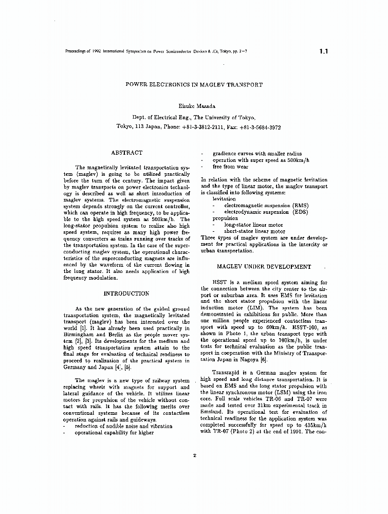 Power electronics in Maglev transport | IEEE Conference Publication ...