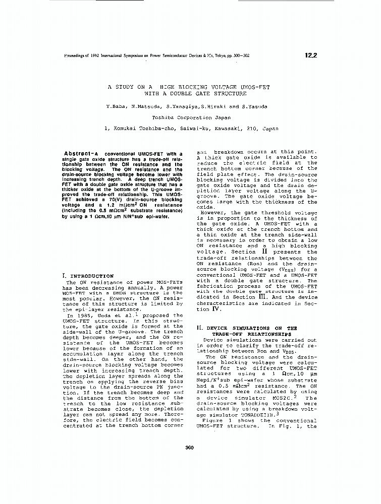 A study on a high blocking voltage UMOS-FET with a double gate ...