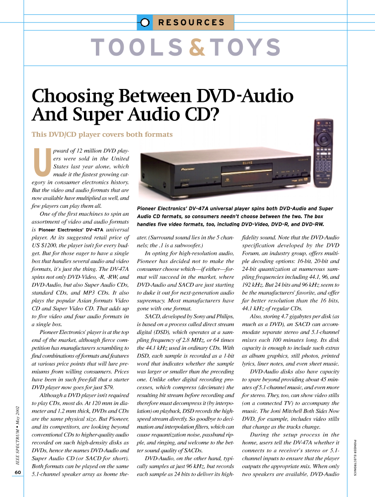 Choosing between DVD-audio and super audio CD? [Tools & Toys] | IEEE  Journals & Magazine | IEEE Xplore