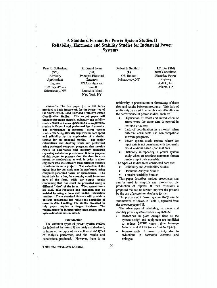 A standard format for power system studies. II ...