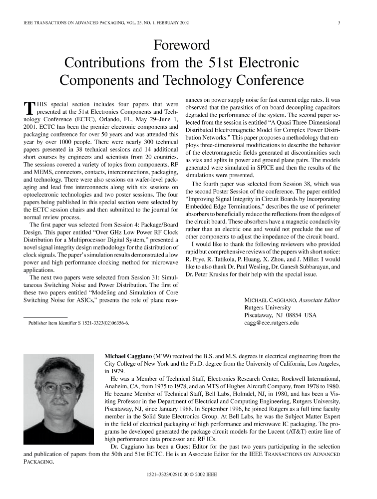 Foreword contributions from the 51st electronic components and