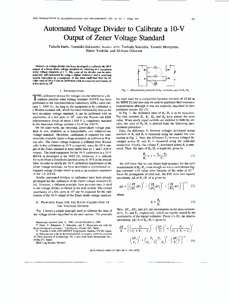 Automated voltage divider to calibrate a 10V output of Zener voltage
