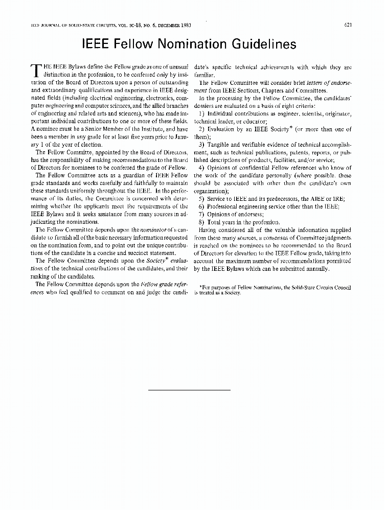 IEEE Fellow Nomination Guidelines IEEE Journals & Magazine IEEE Xplore