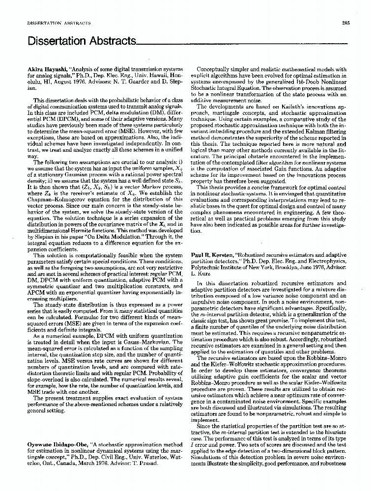 Analysis of some digital transmission systems for analog signals (Ph.D