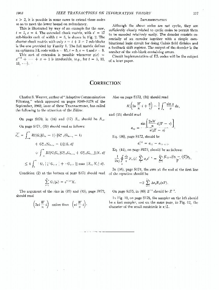 Correction to 'Adaptive Communication Filtering' IEEE Journals