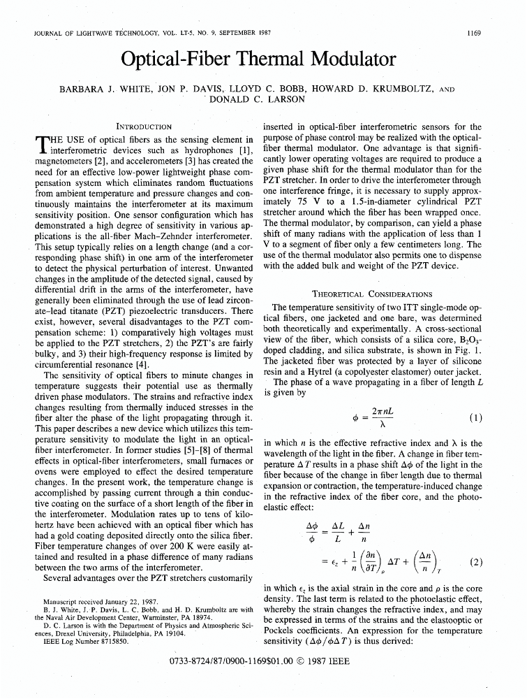Opticalfiber thermal modulator IEEE Journals & Magazine IEEE Xplore
