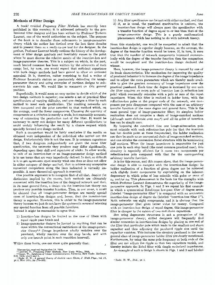 Methods of Filter Design IEEE Journals & Magazine IEEE Xplore