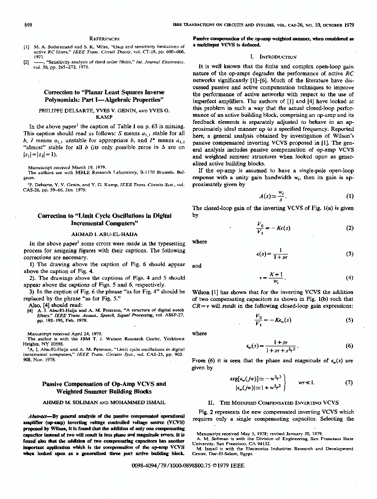 Correction to 'Planar Least Squares Inverse Polynomials: Part I ...