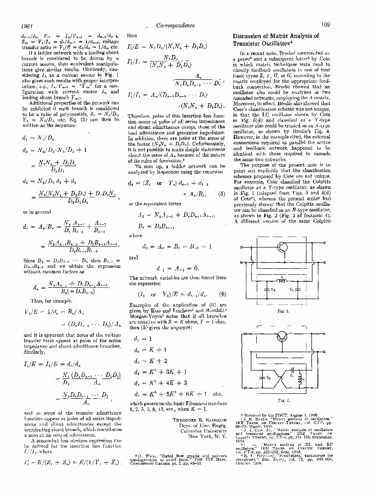 Discussion of Matrix Analysis of Transistor Oscillators IEEE Journals & Magazine IEEE Xplore