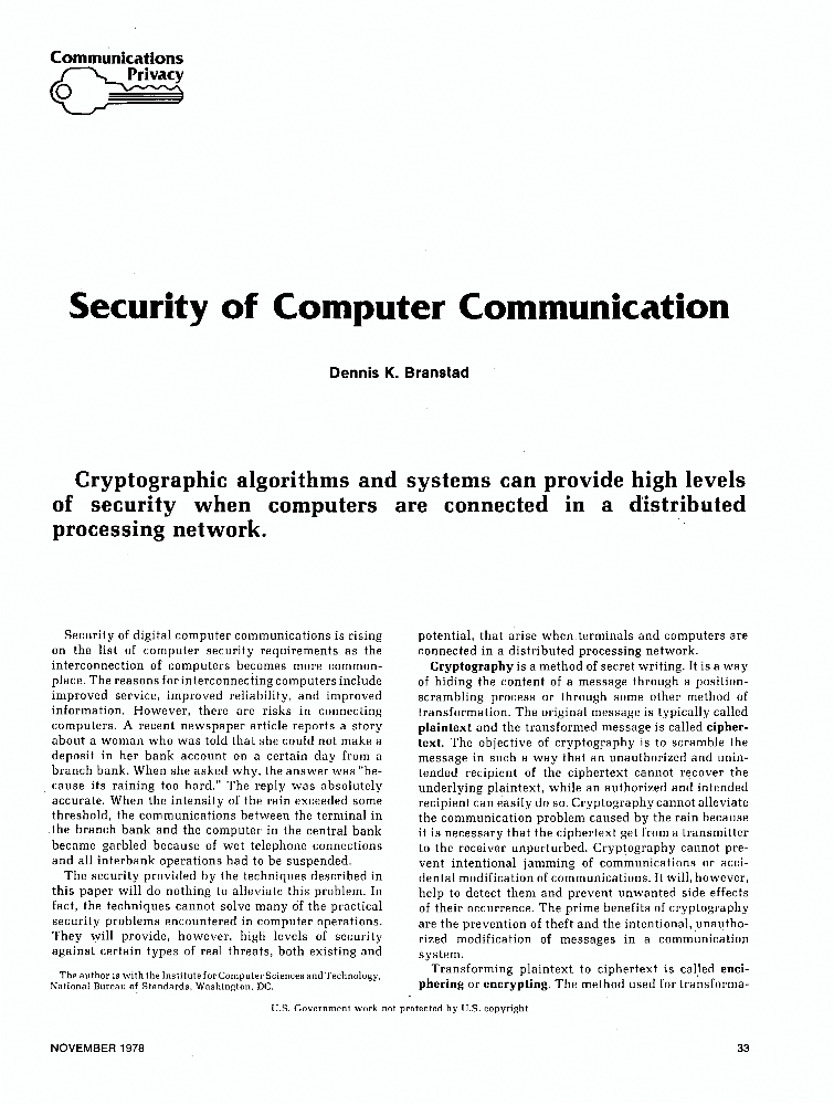 Security of computer communication IEEE Journals & Magazine IEEE Xplore