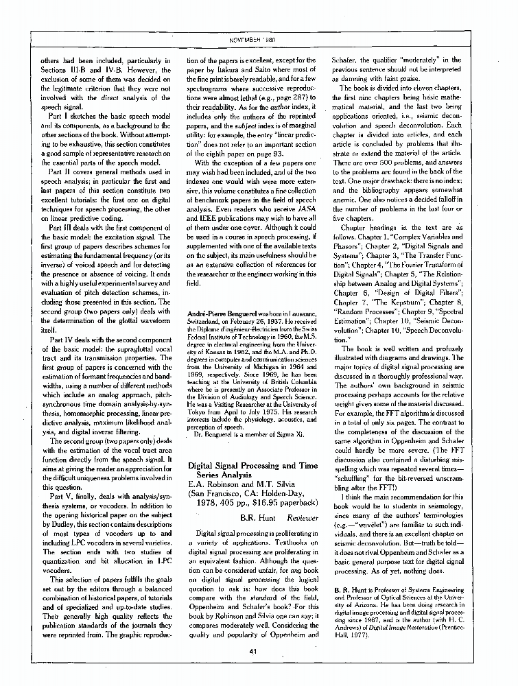 Book reviews Digital signal processing and time series analysis