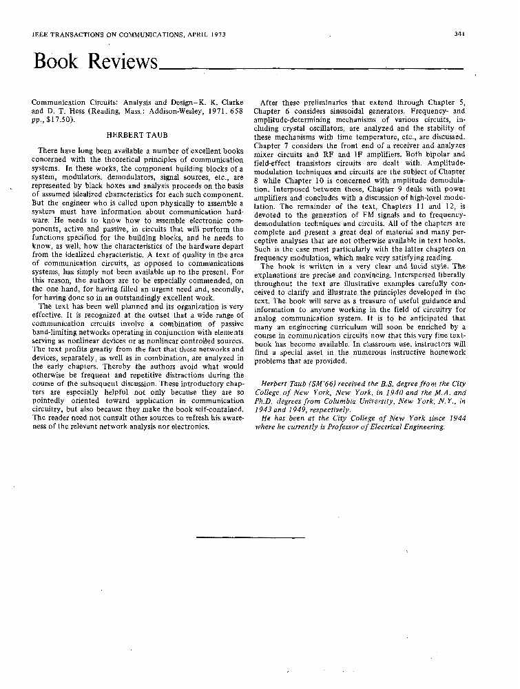 Communication Circuits Analysis and Design IEEE Journals & Magazine