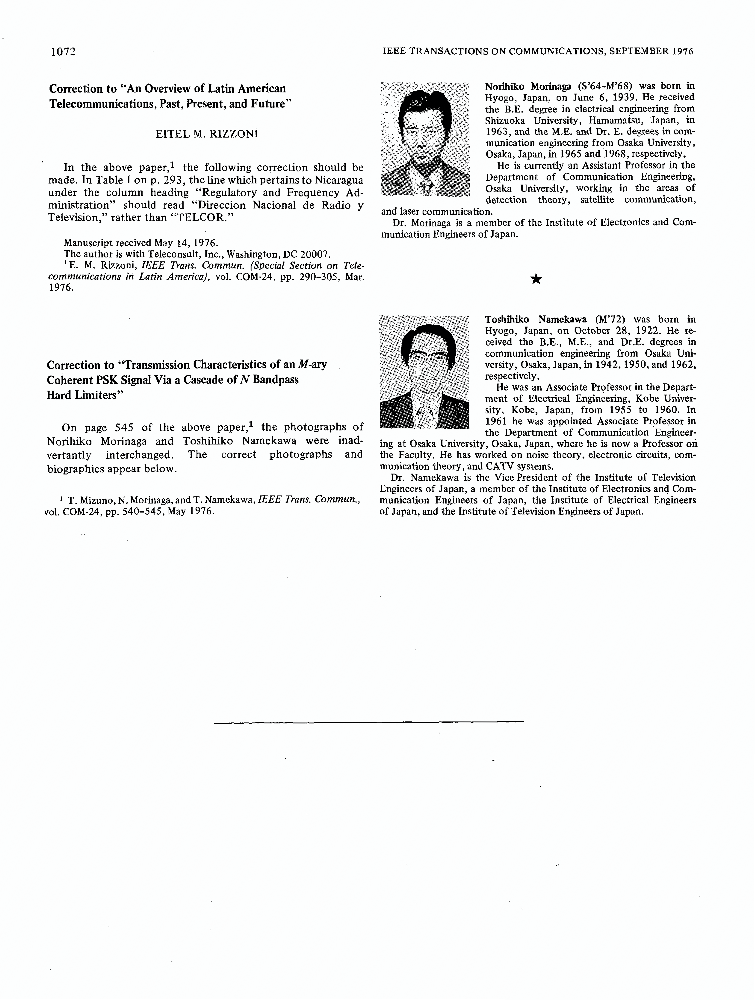 Correction to "An Overview of Latin American Past