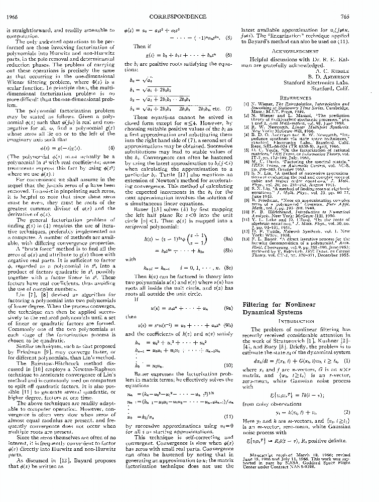 Filtering for dynamical systems IEEE Journals & Magazine
