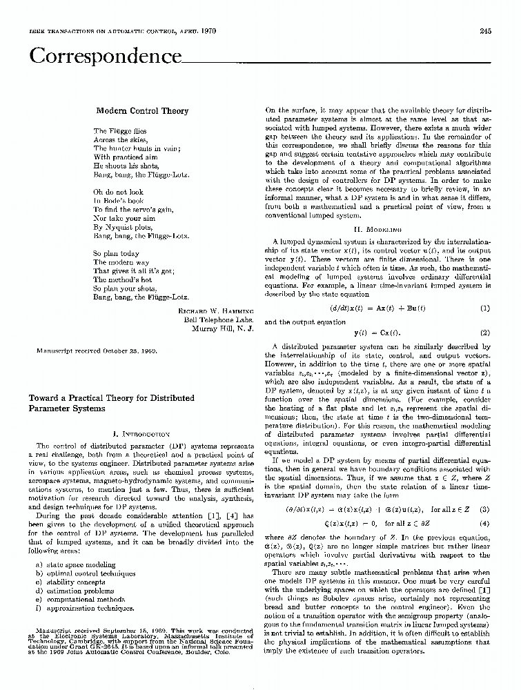 Modern control theory IEEE Journals & Magazine IEEE Xplore