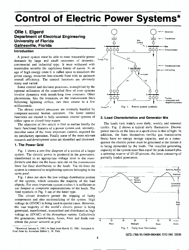 Control of electric power systems IEEE Journals & Magazine IEEE Xplore