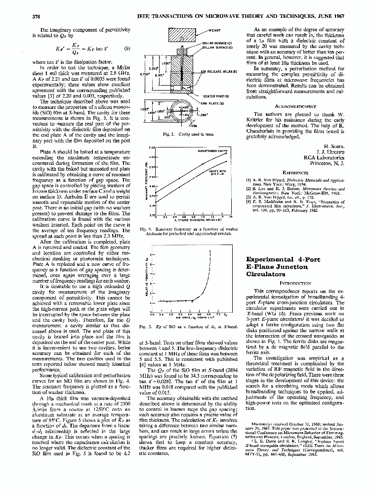 Experimental 4Port EPlane Junction Circulators (Correspondence